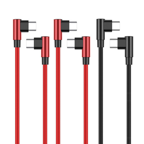 Câble de charge rapide USB C 60W, double connecteur à 90-3m Noir 1