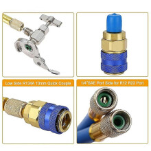 R134a Charging Hose To Refrigerator -with Air Conditioning Gauge - Refrigerant R134a Can Tap To R-1