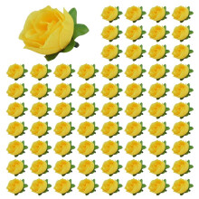 Yellow Fabric Silk Artificial Rose Flower Heads for Decoration Pack of 150pcs