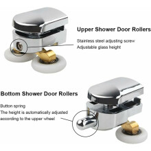 Peças de reposição para portas de chuveiro deslizantes, compatibilidade universal com portas de chuveiro, roldanas duplas com rolamentos de aço