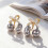 Clip d'oreille en perles métalliques élégantes, breloques-Argent 6