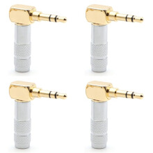 4X Jack da 3,5 mm un Forma di L Placcato nel Oro Connettore Audio Ad Angolo di 90 Gradi Spina Audio Argento