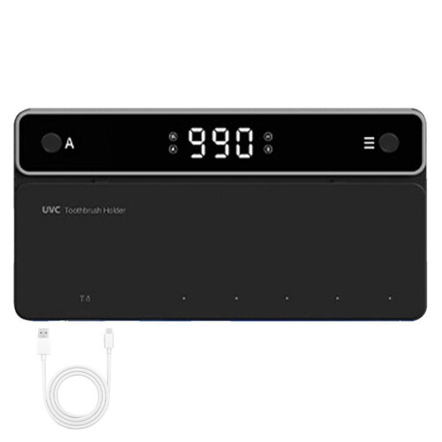 Toothbrush Holder, Timer Function, Rechargeable Cordless Wall-Mounted Bathroom Black