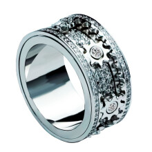 Draaiende tandwiel-fidgetring, mechanische decompressie-angstring, tandwiel-sterring, draaiende ring met volledige diamanten sterrenhemel,