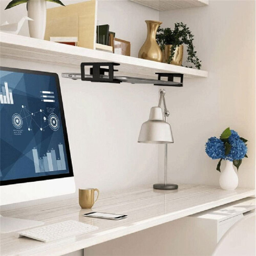 Under Table Laptop Holder Notebook Storage Bracket Stand Mount Desktop Organizer for Home Office Storage Holder Black 2