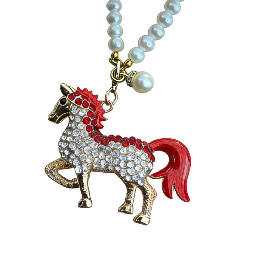 Décoration cheval en strass scintillants 3D Unique,-Rouge