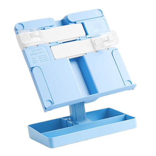 Folding Plastic Textbook Stand with Page Clip Extendable-Blue