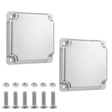 Set mit 2 blanken Elektro-Wandplatten aus Stahl, 10 x 10 cm, mit