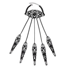 Punk vlinder vinger polskettingen, kristallen slavenhandketting met gotisch kettingontwerp, zwarte kanten armband met kwastje, opnieuw vormgegeven in