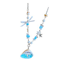 Elegante blauwe kralenketting met zeester- of schelpdetail-B