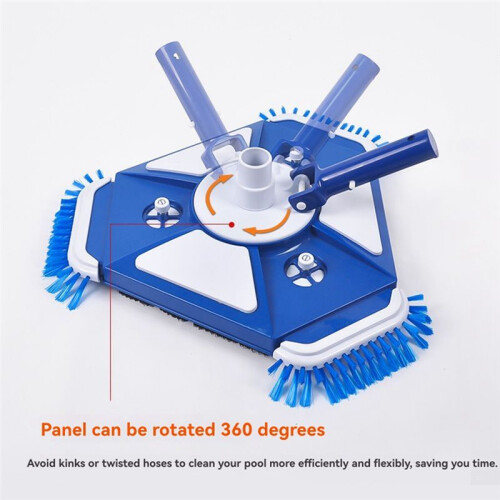 Pool Vacuum  with Side Brush Universal Steering Handle & Universal Rotatable Hose Adapter