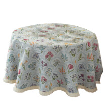 Stylish Round Tablecloth Tassels Edges Spill-Light blue 150cm