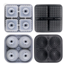 2 Piece Geometric Ice Cubes Maker Set Silicone Square-Black