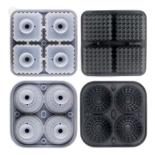 2 Piece Geometric Ice Cubes Maker Set Silicone Square-Black