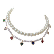 Strass perles chien chats collier collier coeur-XS multicolore