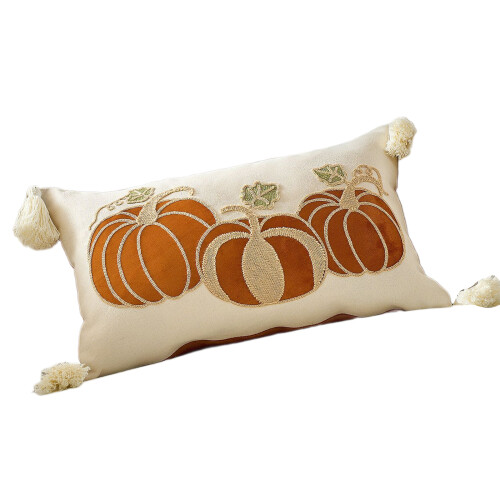 Housse de coussin brodée lavable, thème d'halloween, oreiller-B