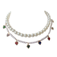 Fashion Dog Cats Pearls Collars with Crystal-S Multi-Colored