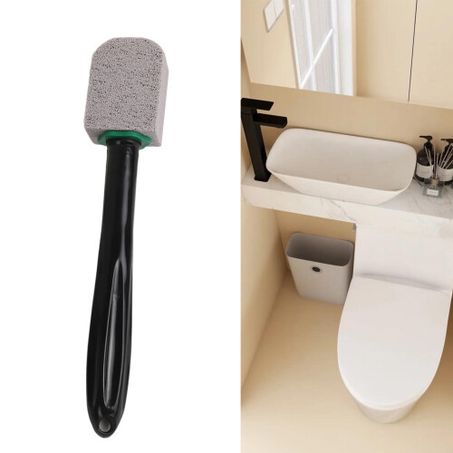 Safe Pumice Toilet Brush Long Handle Comfortable Hold-White 2