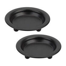2 Piece Elegant Circular Metal Candle Stand Pillar Candle-Black