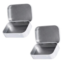 2 Pack Sturdy Iron Storage Boxes Flips Top- White