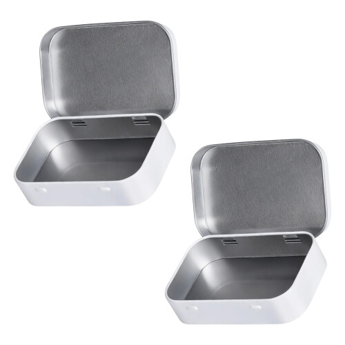 2 Pack Sturdy Iron Storage Boxes Flips Top-   White
