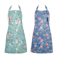2PCS mouwloze Koreaanse stijlen kookschort-Blauwe roos met groen