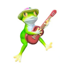 Resin Guitar Frogs Figurine Statue Garden Decors Animal