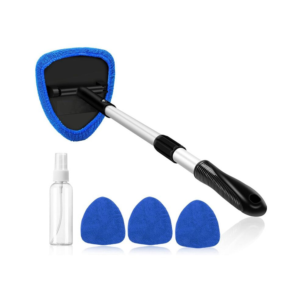Car Windshield Cleaning Tools, Reusable And Washable Microfiber Pad And Retractable Handle Car Glass Wiper Kit, 4711995295062