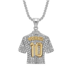 Unisex hiphop ketting met strass steentjes, ketting met CZ voetbalhanger, glinsterende voetbalhanger, met diamanten versierde voetbalhanger met