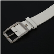 6X Men's Casual Waistband Belt Faux Leather Belt Buckle Waist Strap Belts White