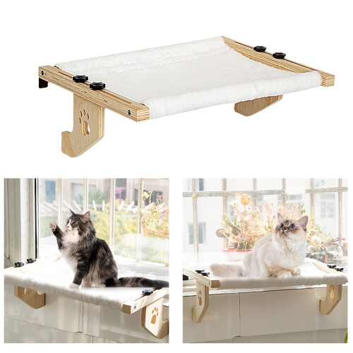 Thuis op het raam gemonteerd kattenhangmatbed met houten frame 1