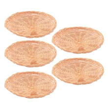 5 Pcs Bamboo Paper Plate Holder - 10 Inch Round Woven Plate Holder, Reusable Paper Plate Holders for Picnic Party