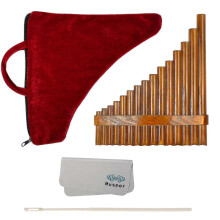 (Right hand) 15 Pipes Traditional Brown Pan Flute Chinese Pan Pipes Woodwind Instrument