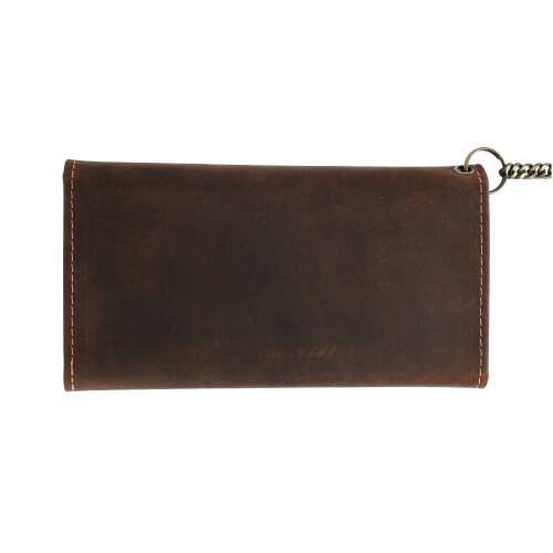 CTM Men's Hunter Leather Long Trifold Chain Wallet 2