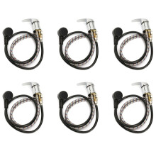 6 Set Shampooing Lit Chaise Robinet + Pommeau de Douche avec Tuyau Salon Bain ÉVier Robinet ÉVier en Acier Inoxydable Robinet de Bassin