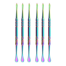 6PCS Wax Carving Tool Stainless Steel Wax Spoon Carving Tool Smoke Cream Spoon (Dazzling Color)