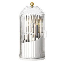 360 Roterande SminkborstehåLlare med Lock Luxury Cosmetic Organizer LäPpstift ÖGonbryn PennhåLlare FöRvaringslåDa A