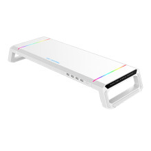 ICECOOREL 4USB Datorbildskärmsställ Desktop Organizer PC-Skärm Laptop Bordsställ Mus Tangentbord Förvaring Vit