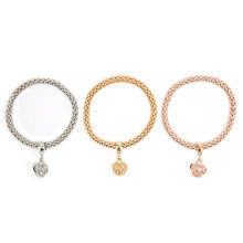 Bracciale color oro da donna, bracciale elastico con ciondoli di cristallo e misura regolabile, braccialetti multistrato dal design elegante,