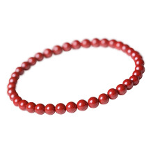 Bracciale con ciondoli in oro puro 24 carati per donna, gioielli con perline di cinabro rosso e giada autentici, bracciale elastico con design