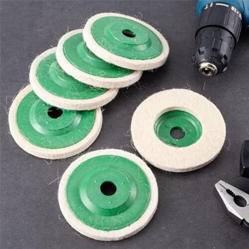 18 Pack 4 Inch Round Wool  Disc Wheel Pad, for 100 Angle Grinder, Buffing Polishing Buffer Bore Dia Green 1