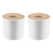 2X Scatola di Tessuto di Legno Smontabile Della Famiglia del Tubo di Carta del Rotolo del Rotolo Rotondo Della Copertura di Legno