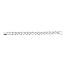 Bracciale elegante per trendsetter, look catena dorata con catena a maglie cubane e tonalità argento placcato platino, tempestato di diamanti