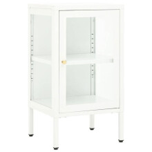 Buffet baixo - HELLOSHOP26 - 38 x 35 x 70 cm - Aço branco - Porta de vidro - Prateleira ajustável