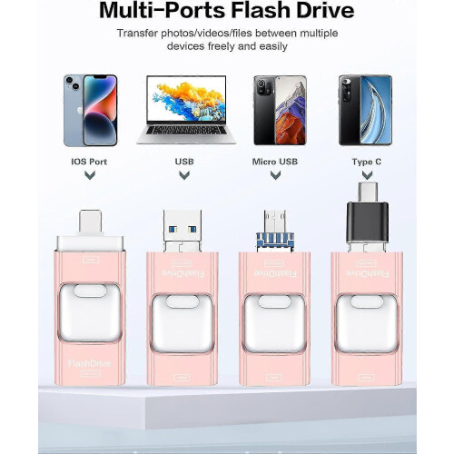 Μονάδα Flash 128gb - Memory Stick USB C 4 σε 1 συμβατή με iPhone, iPad, Android, Υπολογιστή 1