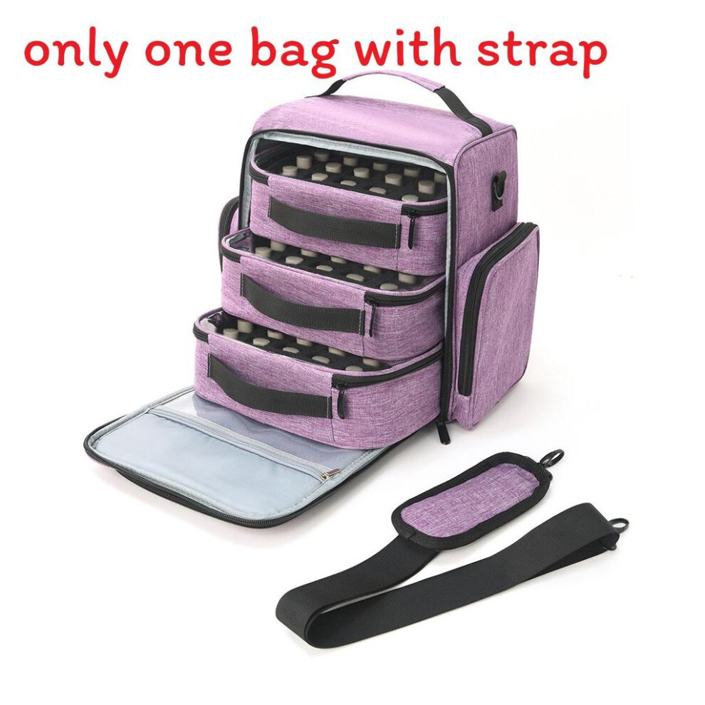 Purple (Purple) Polyester Nail Polish Organizer Bag With Multiple Compartments Use For Home