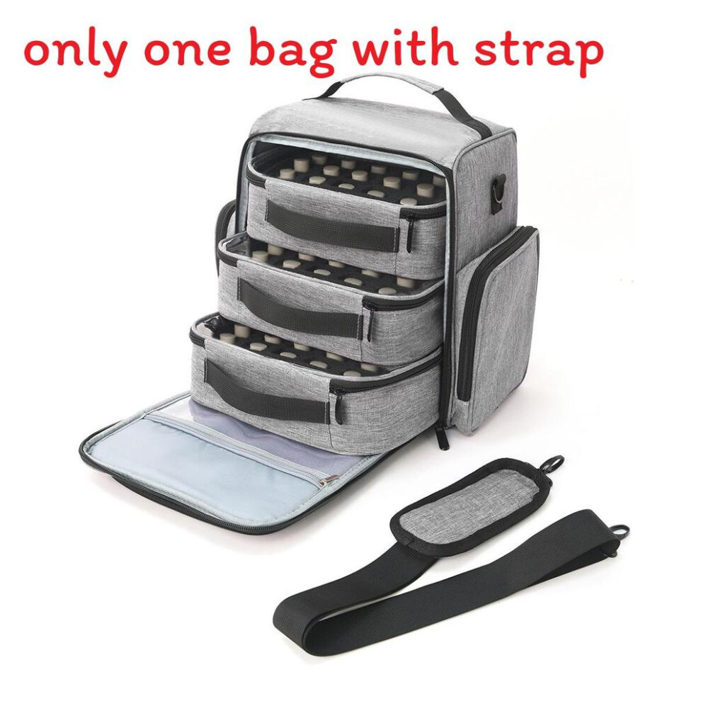 Gray (Gray) Polyester Nail Polish Organizer Bag With Multiple Compartments Use For Home