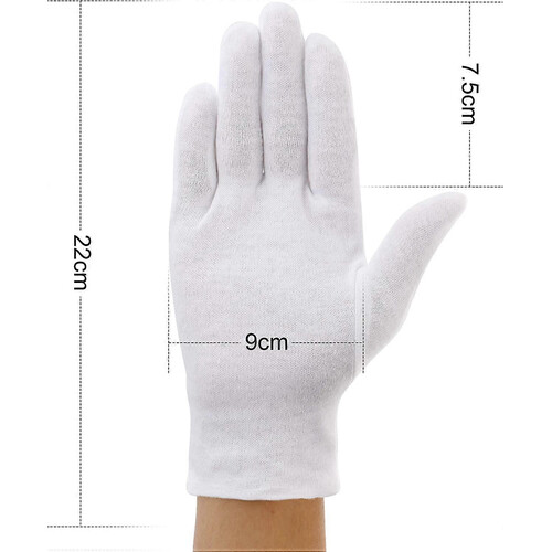 3 par de gants de tissu en coton, blancs, taille M 2