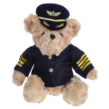 Simpatico orsetto pilota in peluche con uniforme da capitano – Morbido peluche per bambini e adulti, perfetto per decorare la cameretta e c