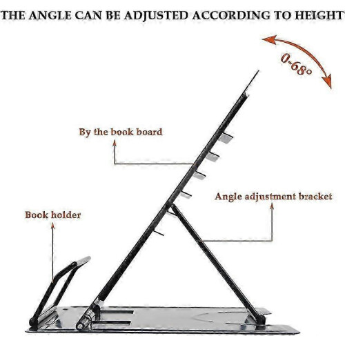 Ergonomic Document Stand, Adjustable Metal Book Stand With Movable Clips, Non-Slip Design For Thick 2
